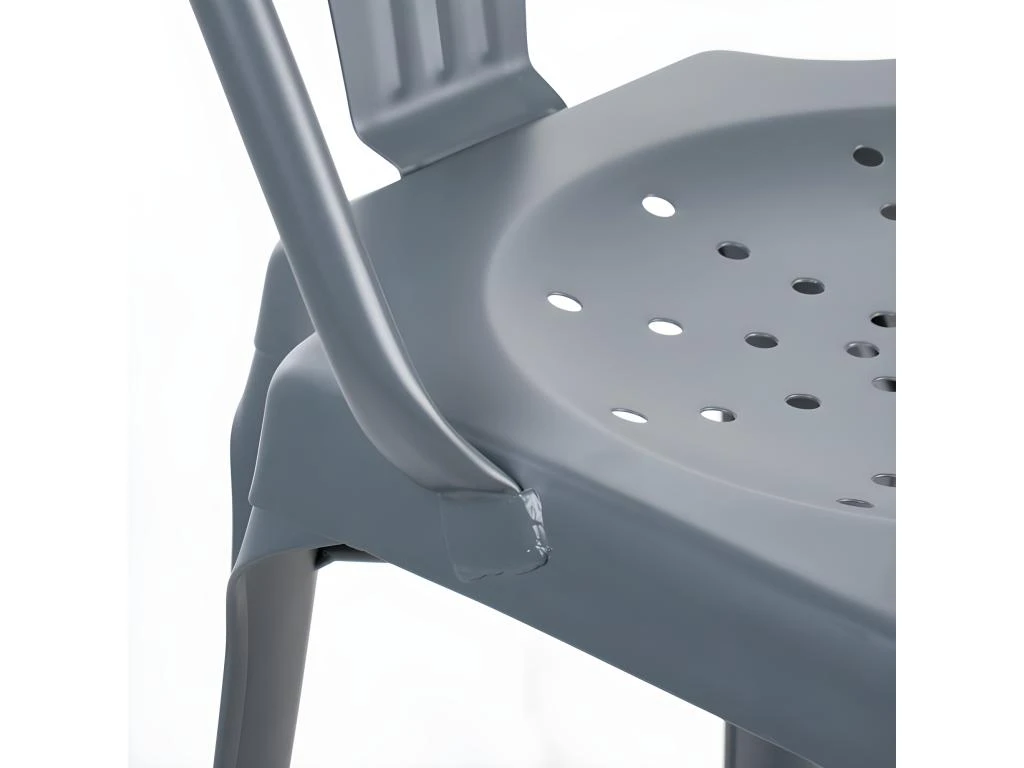 Lot De 2 Chaises Métal Gris Avec Perforations Sur L'assise - METALICA 4 Lot De 2 Chaises Métal Gris Avec Perforations Sur L'assise - METALICA – Image 4
