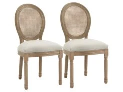 Lot De 2 Chaises Louis XVI Cannage VERSAILLES Lin Beige