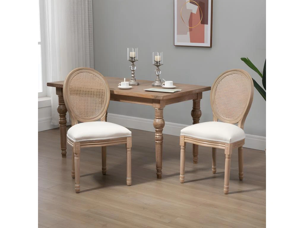 Lot De 2 Chaises Louis XVI Cannage VERSAILLES Lin Beige 2 Lot De 2 Chaises Louis XVI Cannage VERSAILLES Lin Beige â Image 2