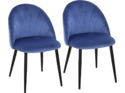 Lot De 2 Chaises Velours Art Déco BETTYSTOWN Bleues