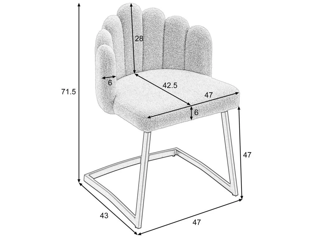 Lot De 2 Chaises Godole - Structure En L - Dossier En Forme De Pétale - Cachemire - Beige & Noir 5 Lot De 2 Chaises Godole - Structure En L - Dossier En Forme De Pétale - Cachemire - Beige & Noir – Image 5