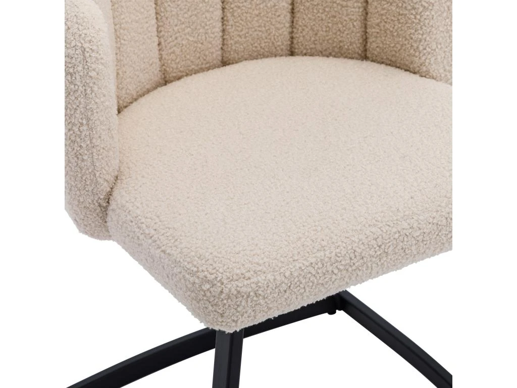 Lot De 2 Chaises Godole - Structure En L - Dossier En Forme De Pétale - Cachemire - Beige & Noir 7 Lot De 2 Chaises Godole - Structure En L - Dossier En Forme De Pétale - Cachemire - Beige & Noir – Image 7