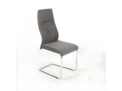 Chaise OLIVIER Design En Métal Et Tissu Coloris Gris - Lot De 4