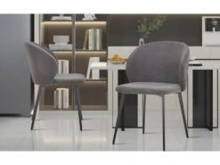 Chaise TOLO Tissus Bouclé Gris, Dimension H80 X L51 X P55, Idéal Pour Votre Cuisine Ou Salle à Manger -Deco.fr Soldes Boutique chaise 22188771