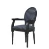 Rokoko/Amaretta Chaise De Salle à Manger Avec Accoudoirs Noir Antique, Tissu Noir Rayé. -Deco.fr Soldes Boutique chaise 22204125