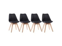 Lot De 4 Chaises Scandinaves NORA Noires Avec Coussin - HAPPY GARDEN 7 Lot De 4 Chaises Scandinaves NORA Noires Avec Coussin - HAPPY GARDEN -Deco.fr Soldes Boutique chaise 22366465
