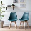 Lot De 2 Chaises Scandinaves NORA Bleues Avec Coussin - HAPPY GARDEN -Deco.fr Soldes Boutique chaise 22366535