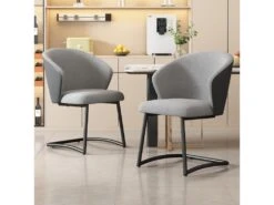 Lot De 2 Chaises De Salle à Manger - Tissu En Sherpa - Gris