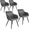 Lot De 4 Chaises Pieds Noir Siège De Salon Cuisine Salle à Manger Design élégant Tissu Gris 08_0000101 -Deco.fr Soldes Boutique chaise 22732397