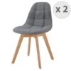 STELLA - Chaise Scandinave Tissu Gris Pieds Hêtre (x2) -Deco.fr Soldes Boutique chaise 22745397