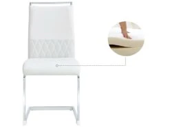 Lot De 2 Chaises De Salle à Manger - Dossier En Similicuir Et Lin - Blanc