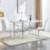 Lot De 4 Chaises De Salle à Manger - Dossier En Similicuir Et Lin - Blanc -Deco.fr Soldes Boutique chaise 22801691