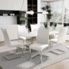 Lot De 6 Chaises De Salle à Manger - Dossier En Similicuir Et Lin - Blanc -Deco.fr Soldes Boutique chaise 22801777