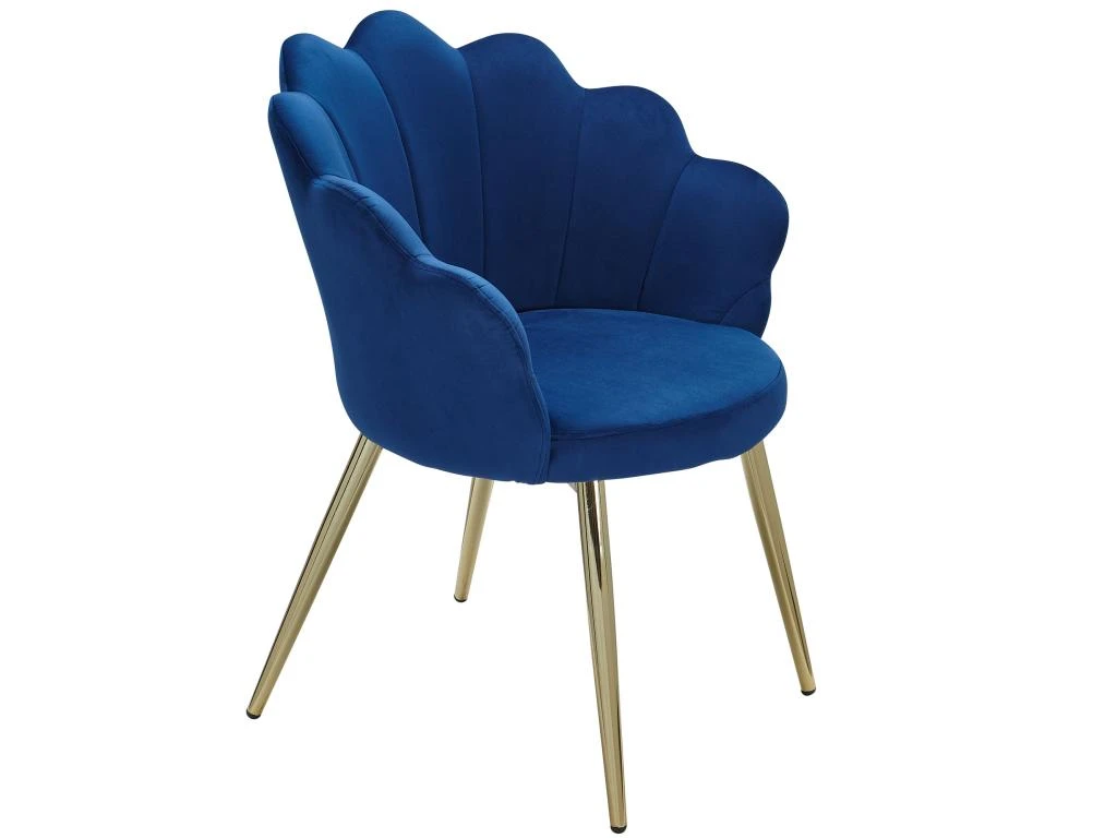 Chaise De Salle à Manger Tulip Velours / Chaise De Cuisine Rembourrée En Métal Shell Chair 1 Chaise De Salle à Manger Tulip Velours / Chaise De Cuisine Rembourrée En Métal Shell Chair