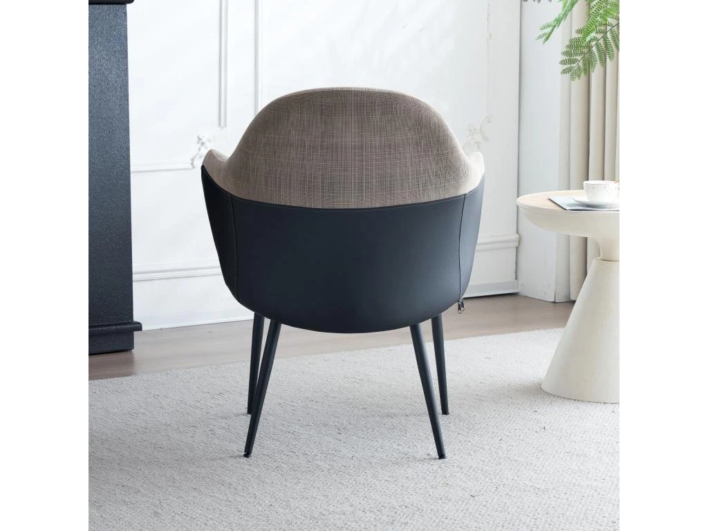 Lot De 4 Chaises - Coutures En Tissu Et Cuir PU - Siège Amovible - Marron 2 Lot De 4 Chaises - Coutures En Tissu Et Cuir PU - Siège Amovible - Marron – Image 2