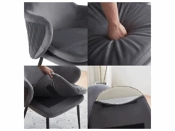 Lot De 4 Chaises - Coutures En Tissu Et Cuir PU - Siège Amovible - Gris 8 Lot De 4 Chaises - Coutures En Tissu Et Cuir PU - Siège Amovible - Gris -Deco.fr Soldes Boutique chaise 22804033