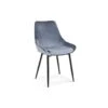 Chaise MICRA Velours Bleu, Dimensions: H86 X L49 X P61 Cm, Idéal Pour Un Salon De Prestige