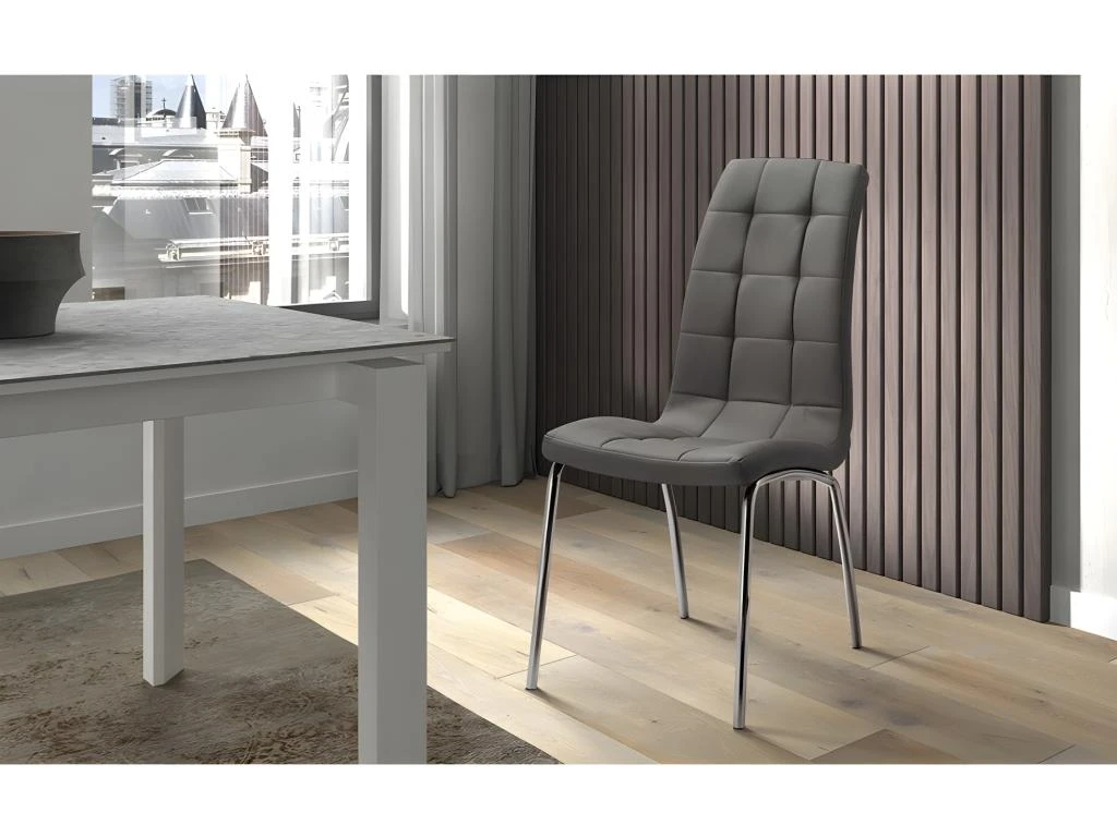 Chaise MERIL PU Gris, Dimensions: H96 X L42 X P55 Cm, Idéal Pour Une Salle à Manger Tape-à-l'œil 2 Chaise MERIL PU Gris, Dimensions: H96 X L42 X P55 Cm, Idéal Pour Une Salle à Manger Tape-à-l'œil – Image 2