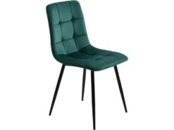 Lot De 4 Chaises De Salle à Manger - Structure En Métal - Tissu En Velours - Vert -Deco.fr Soldes Boutique chaise 22860767