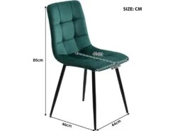 Lot De 4 Chaises De Salle à Manger - Structure En Métal - Tissu En Velours - Vert -Deco.fr Soldes Boutique chaise 22860769