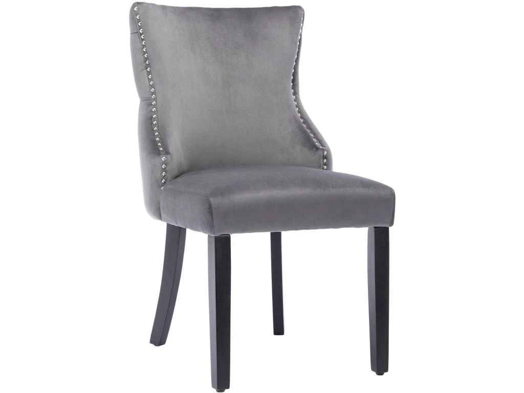 Lot De 2 Chaises De Salle à Manger En Velours - Cadre En Bois Massif - Gris 2 Lot De 2 Chaises De Salle à Manger En Velours - Cadre En Bois Massif - Gris – Image 2