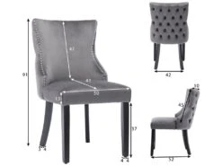 Lot De 2 Chaises De Salle à Manger En Velours - Cadre En Bois Massif - Gris 9 Lot De 2 Chaises De Salle à Manger En Velours - Cadre En Bois Massif - Gris -Deco.fr Soldes Boutique chaise 22860909