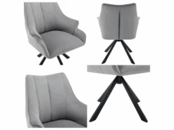 Lot De 6 Chaises En Patchwork De Velours - Pieds En Métal - Gris -Deco.fr Soldes Boutique chaise 22935435