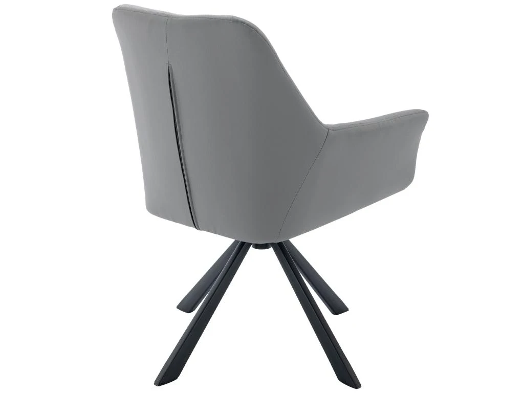 1 Chaise En Velours Et Similicuir - Pieds En Métal - Gris 3 1 Chaise En Velours Et Similicuir - Pieds En Métal - Gris – Image 3