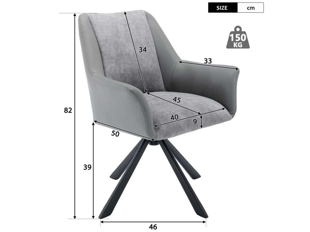 1 Chaise En Velours Et Similicuir - Pieds En Métal - Gris 5 1 Chaise En Velours Et Similicuir - Pieds En Métal - Gris – Image 5
