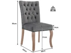 Lot De 6 Chaises Capitonné En Velours - Cadre En Bois Massif - Gris -Deco.fr Soldes Boutique chaise 23008773