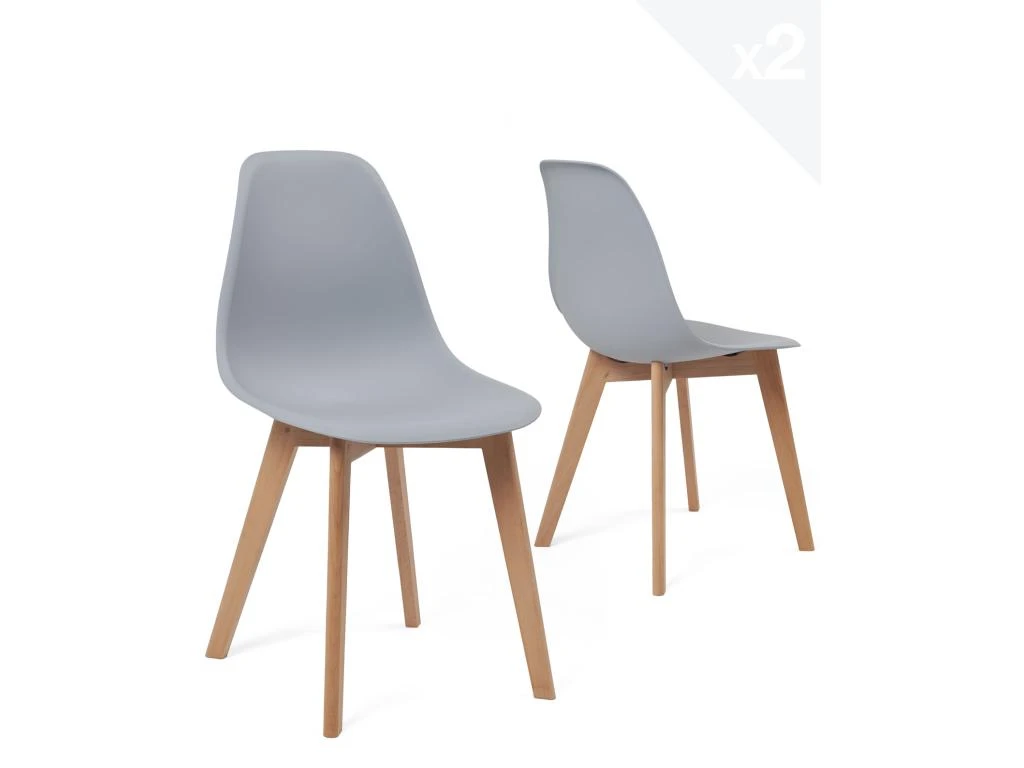 Lot De 2 Chaises Cuisine Style Scandinave NAO (gris) 1 Lot De 2 Chaises Cuisine Style Scandinave NAO (gris)