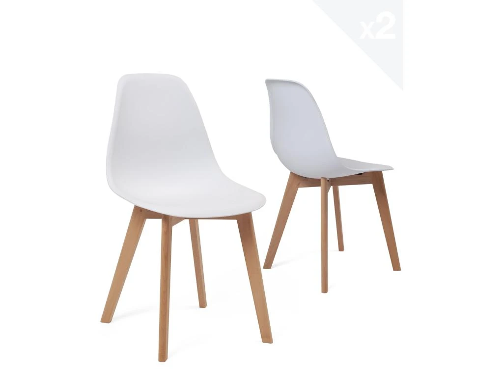 Lot De 2 Chaises Cuisine Style Scandinave NAO (blanc) 1 Lot De 2 Chaises Cuisine Style Scandinave NAO (blanc)