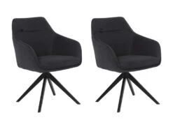 Lot De 2 Chaises MUSE - Avec Accoudoirs - Tissu - Anthracite