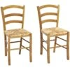 Lot De 2 Chaises PAYSANNE - Hêtre Massif & Paille De Riz - Teinte : Chêne -Deco.fr Soldes Boutique chaise 232115
