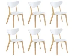 Lot De 6 Chaises CARINE - Hévéa Massif Et MDF - Blanc -Deco.fr Soldes Boutique chaise 259655