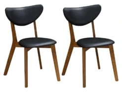 Lot De 6 Chaises LISETTE - Hévéa Massif & Simili - Noyer Et Noir -Deco.fr Soldes Boutique chaise 259765