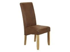 Lot De 2 Chaises SANTOS - Microfibre Aspect Cuir Vieilli - Pieds Bois Clair -Deco.fr Soldes Boutique chaise 268411