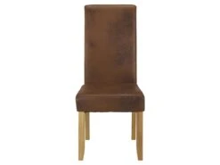 Lot De 6 Chaises SANTOS - Microfibre Aspect Cuir Vieilli - Pieds Bois Clair -Deco.fr Soldes Boutique chaise 268417