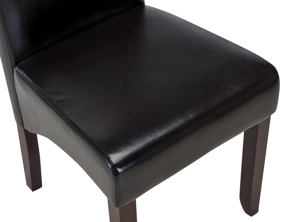 Lot De 2 Chaises ROVIGO - Simili Marron Brillant - Pieds Bois Foncé 7 Lot De 2 Chaises ROVIGO - Simili Marron Brillant - Pieds Bois Foncé – Image 7