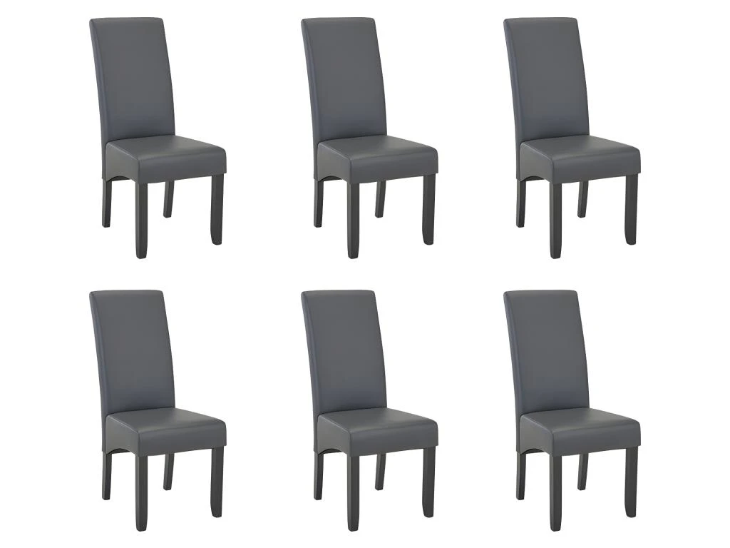 Lot De 6 Chaises ROVIGO - Simili Gris Mat - Pieds Bois Noir 8 Lot De 6 Chaises ROVIGO - Simili Gris Mat - Pieds Bois Noir – Image 8