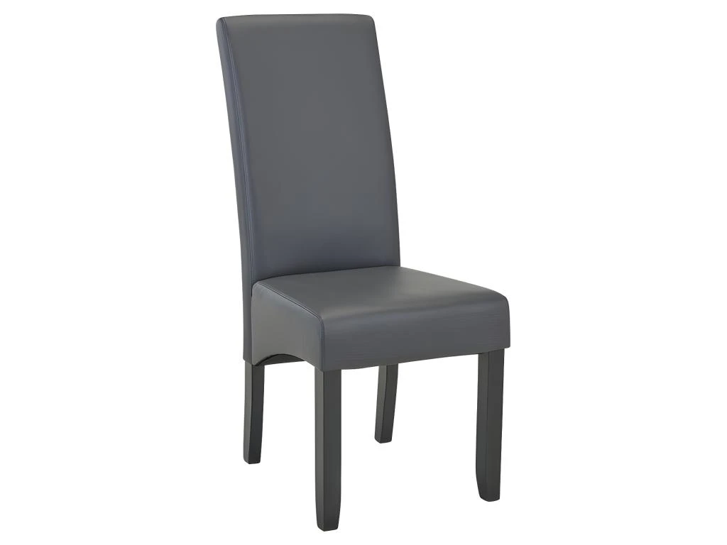 Lot De 6 Chaises ROVIGO - Simili Gris Mat - Pieds Bois Noir 5 Lot De 6 Chaises ROVIGO - Simili Gris Mat - Pieds Bois Noir – Image 5