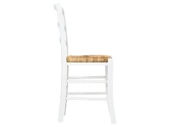 Lot De 6 Chaises PAYSANNE - Hêtre Massif Teinté Blanc, Paille De Riz -Deco.fr Soldes Boutique chaise 270001
