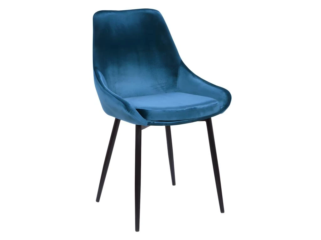 Lot De 2 Chaises - Velours Et Métal Noir - Bleu Nuit - MASURIE 3 Lot De 2 Chaises - Velours Et Métal Noir - Bleu Nuit - MASURIE – Image 3