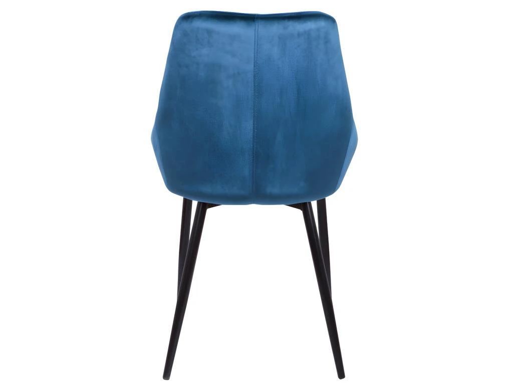 Lot De 2 Chaises - Velours Et Métal Noir - Bleu Nuit - MASURIE 5 Lot De 2 Chaises - Velours Et Métal Noir - Bleu Nuit - MASURIE – Image 5
