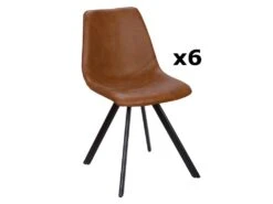 Lot De 6 Chaises LUBINE - Simili - Caramel -Deco.fr Soldes Boutique chaise 284275
