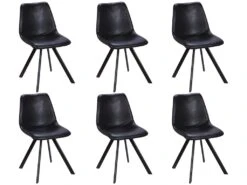 Lot De 6 Chaises LUBINE - Simili - Noir -Deco.fr Soldes Boutique chaise 284311