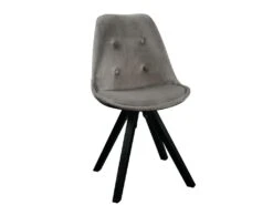 Lot De 2 Chaises Scandinaves ANEYA - Velours & Pieds Hévéa - Gris -Deco.fr Soldes Boutique chaise 310559