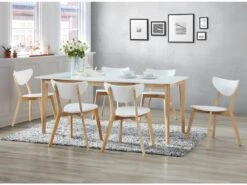 Lot De 6 Chaises CARINE - Hévéa Massif Et MDF - Blanc -Deco.fr Soldes Boutique chaise 317315 1