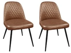 Lot De 2 Chaises JOPLIN - Simili & Métal - Marron