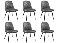 Lot De 6 Chaises JOPLIN - Simili & Métal - Anthracite -Deco.fr Soldes Boutique chaise 319393